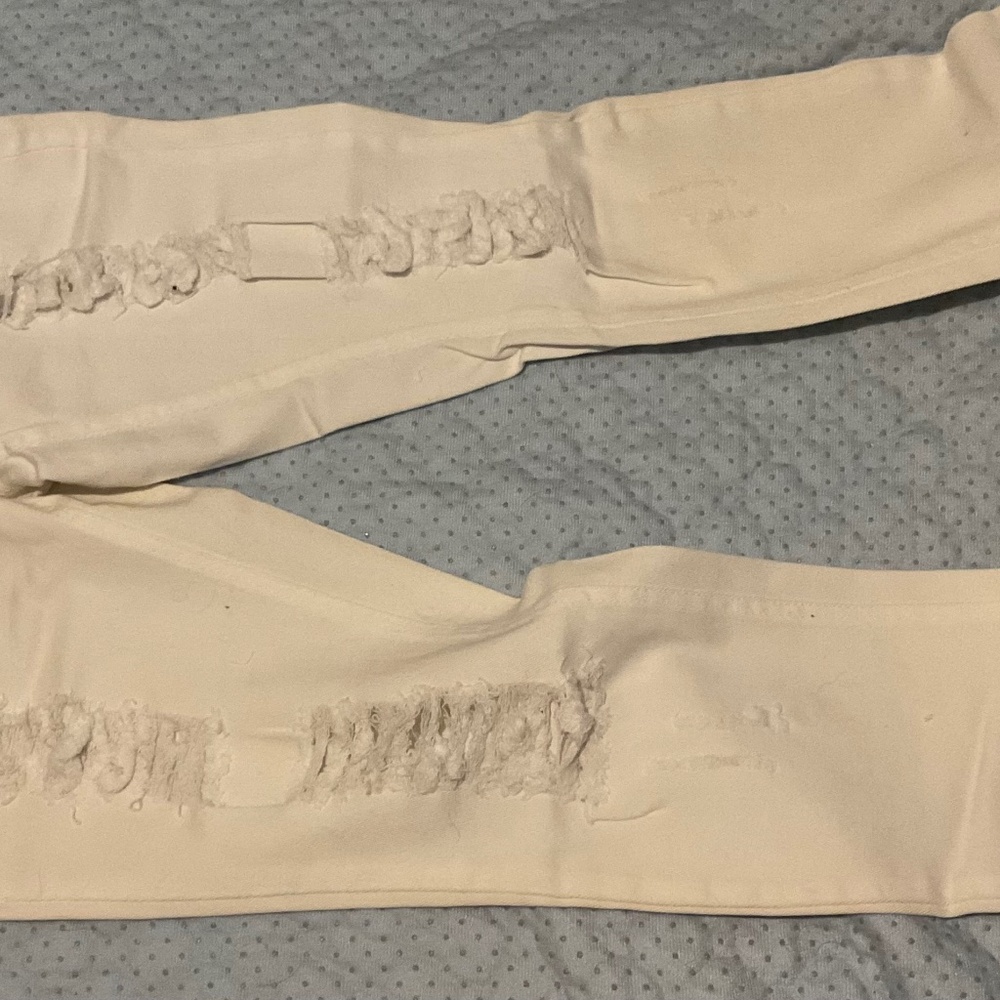 STREETWEAR SOCIETY OFF WHITE TORN ON FRONT JEANS